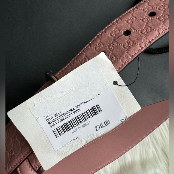 AUTHENTIC GUCCI NWT SOFT PINK BUCKLE BELT - Picture 7 of 17